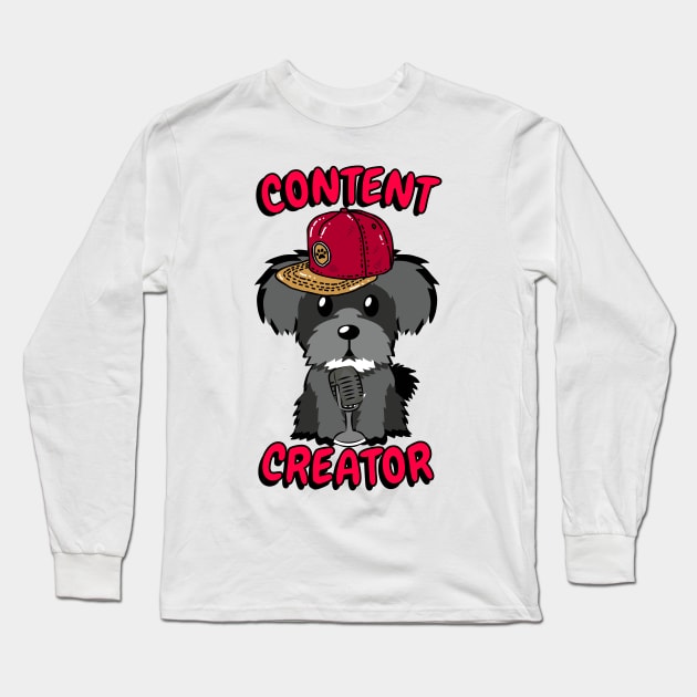 Cute schnauzer is a content creator Long Sleeve T-Shirt by Pet Station